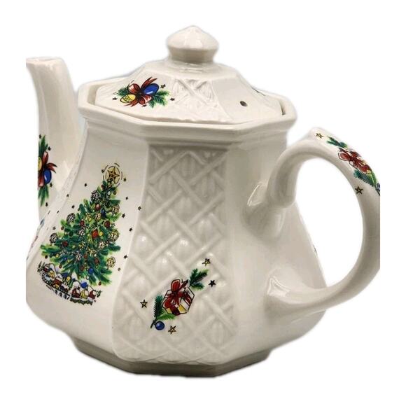 Sadler England Teapot Christmas Eve Salem Tree Vintage Ceramic w/ Lid - Picture 5 of 16